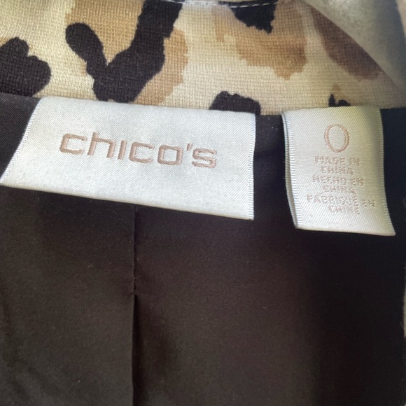 Chico's Cream, Black, and Brown Leopard Animal Print Moto Jacket Size 0 (US 4-6) - Picture 3 of 10